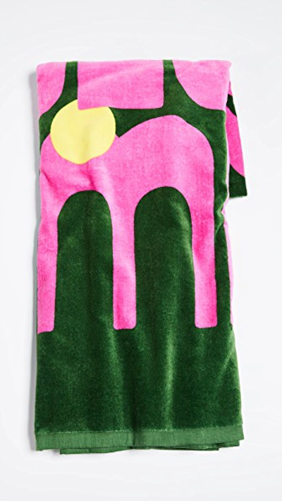 Ban.do Ban. Do Best Time Giant Beach Towel In Green/pink