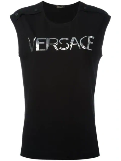 Versace Logo Tank Top In Black