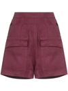 Golden Goose Lorena Flap-pocket Linen Shorts In Bordeaux