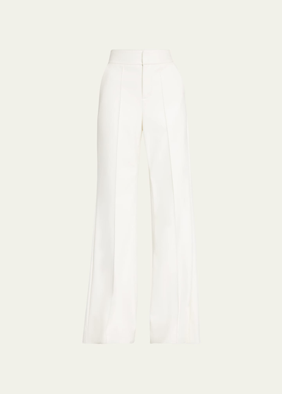 Alice And Olivia Dylan Bootcut Pants In White Crepe