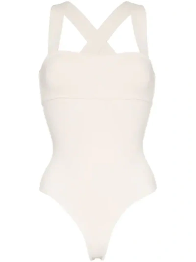 Khaite Alexa Sweetheart Sleeveless Bodysuit In Neutrals