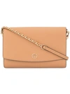 Tory Burch Robinson Chain Wallet In Brown