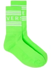 Versace Logo Intarsia Socks In Green
