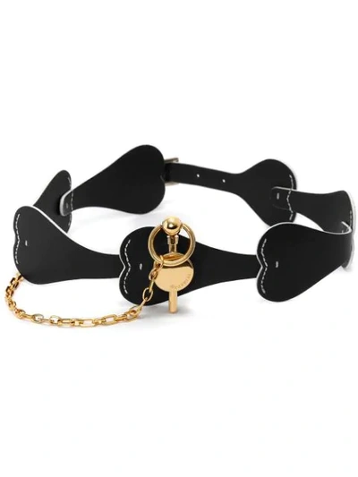 Jw Anderson Heart Leather Belt In Black