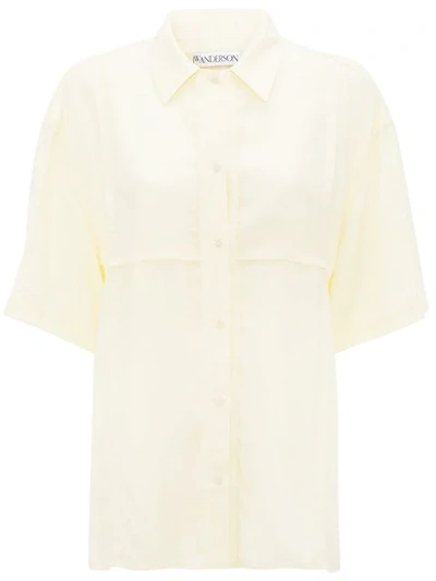 Jw Anderson Buttermilk Panelled Short Sleeve Shirt In White