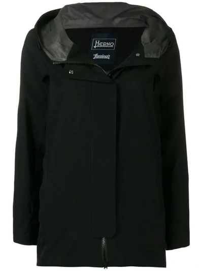 Herno Hooded Raincoat In Black