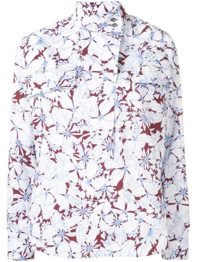 Cedric Charlier Floral Print Shirt In White