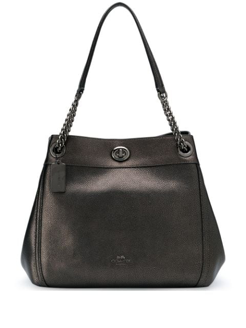 coach edie turnlock grey