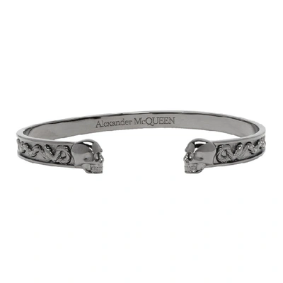 Alexander Mcqueen Twin Skull Bracelet In 0995 Ruthen