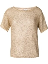 Snobby Sheep Sequin Short Sleeve Sweater In Neutrals