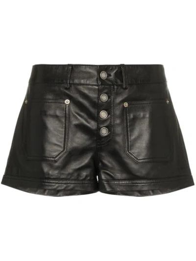 Saint Laurent Leather Shorts In Black