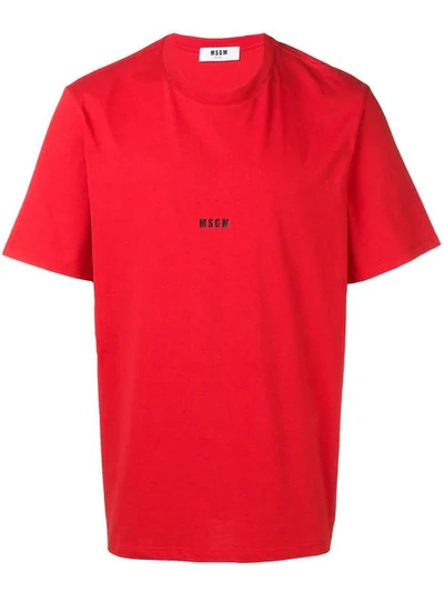 Msgm Logo Printed T In Red