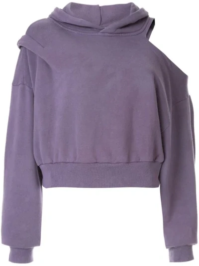 Ground Zero Cut-out Shoulder Hoodie In Purple