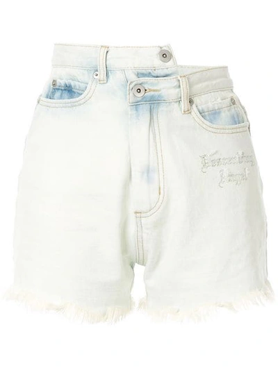 Ground Zero Descending Angel Asymmetric Shorts In Blue