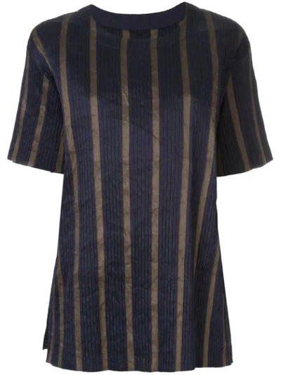 Uma Wang Striped Short-sleeve Top In Blue