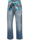 R13 Hawaiian Print Stonewashed Jeans - Blue