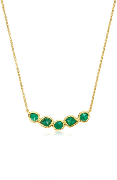 Monica Vinader Siren Mini Nugget Cluster Necklace In Yellow Gold/ Green Onyx