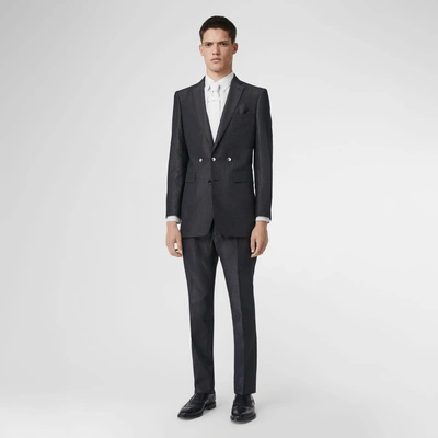 Burberry English Fit Triple Stud Silk Linen Tailored Jacket In Silver Grey