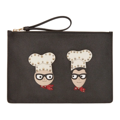 Dolce & Gabbana Dolce And Gabbana Black Dg Family Chef Pouch In 80999 Black