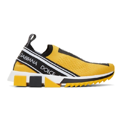 Dolce & Gabbana Dolce And Gabbana Black And Yellow Sorrento Sneakers In 8b706 Yello