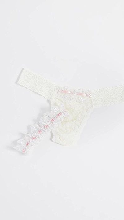 Hanky Panky Anastasia Garter And Thong Set In Marshmallow/pink