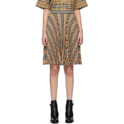 Burberry Vintage Check Chiffon Pleated Skirt In Beige