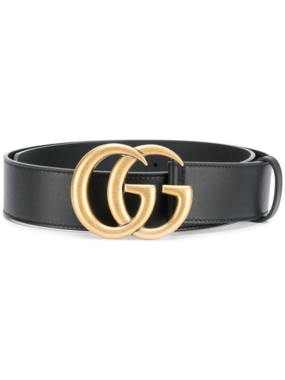 Gucci Double G Buckle Belt - Black In Black