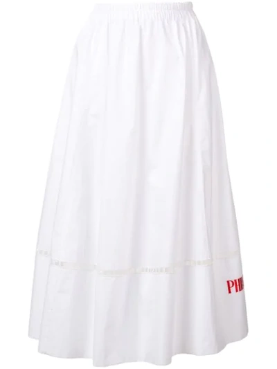 Philosophy Di Lorenzo Serafini Logo Embroidered Maxi Skirt In White
