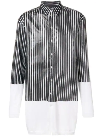 Y/project Longline Striped Shirt Cardigan In White