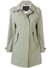 Woolrich Hooded Midi Coat In Green