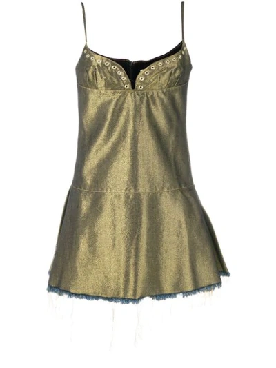 Marques' Almeida Eyelet Detail Mini Dress In Gold