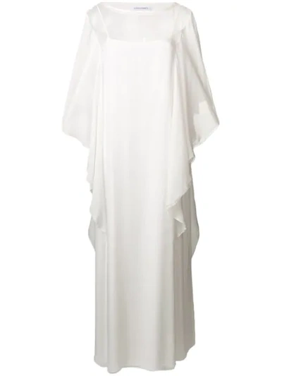 Alberta Ferretti Full Length Draped Dress In White