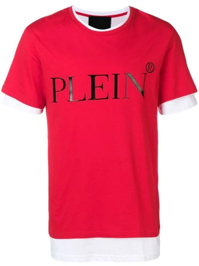 Philipp Plein Layered Logo Print T-shirt In Red