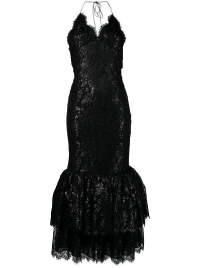 Alessandra Rich Open-back Lurex Lace Dress In 900 Black
