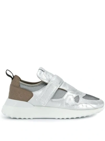 Tod's Mesh Panel Sneakers In Silver