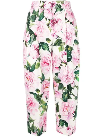 Dolce & Gabbana Floral Cropped Trousers In Pink