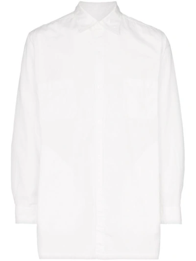 Yohji Yamamoto Split Back Pocketed Cotton Shirt In White