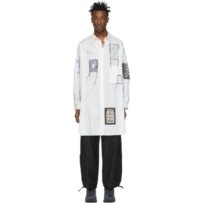 Yohji Yamamoto Patch Embroidered Oversized Shirt In White