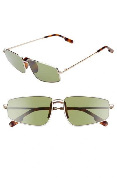 Kenzo 59mm Rectangle Sunglasses In Matte Gold/ Green