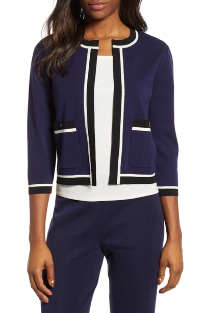 Anne Klein Crop Cardigan In Distant Mountain/ Anne White