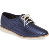 Rollie Punch Perforated Derby In Navy Metallic Leather