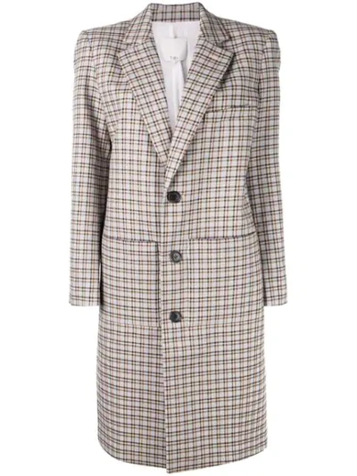 Tibi Zion Plaid Single-breasted Long Coat In Multicolour
