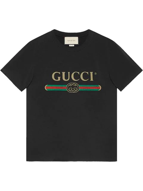 Gucci Black Women's Classic Logo Stripe T-Shirt | ModeSens