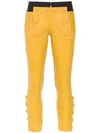 Andrea Bogosian Leather Skinny Trousers In Yellow