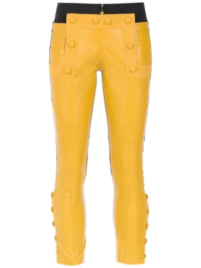 Andrea Bogosian Leather Skinny Trousers In Yellow