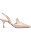 Prada Patent Leather Pointy Toe Slingbacks - Neutrals