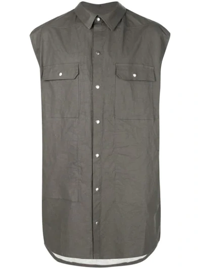 Rick Owens Oversized Sleeveless Shirt In Grey