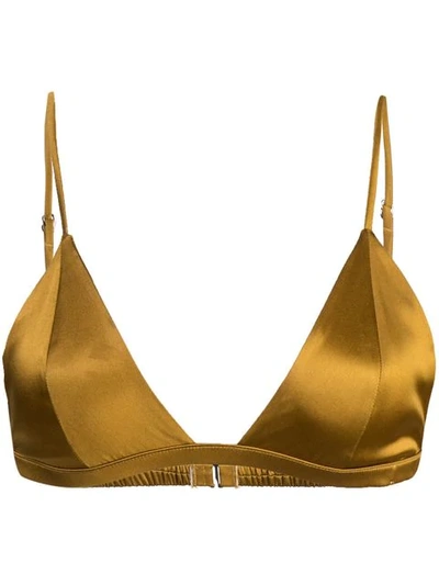 Fleur Du Mal Luxe Triangle Bikini Top In Gold