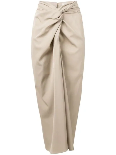 Max Mara Twisted Front Skirt In Neutrals