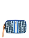 Tory Burch 'gemini' Kosmetiktasche Mit Ketten-print In Blue